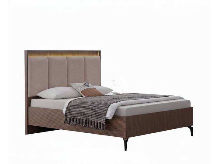 JVmoebel Polsterbett Elegantes Braunes Doppelbett Schlafzimmer Polsterbetten Bettgestell, Made in Europa