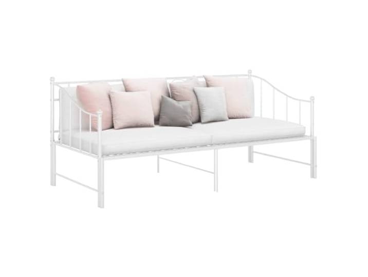RJPLMFV Schlafsofa, ausziehbar, Weiß, 90 x 200 cm Robuste Metallstruktur, Seitengeländer, ohne Matratze, für Gäste