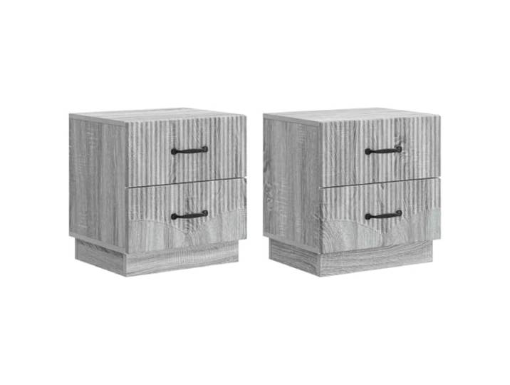 KGFHERENB Nachttisch 2er Set Graues Sonoma 43x34,5x44,5 cm Holzwerkstoff Kompakte Beistelltische im 2er Set mit Schubladen für Schlafzimmer und Gästezimmer im modernen Graues Sonoma Design.