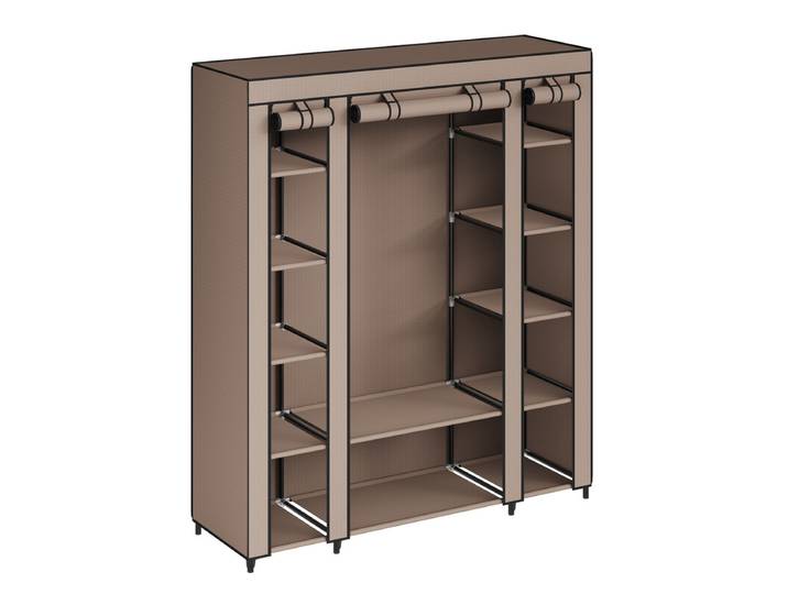 JOYFURNOS Armoire de dressing, armoire portable pour chambre, tringle à vêtements avec housse en tissu, organisateur de rangement pour vêtements, 150 x 45 x 175 cm, taupe