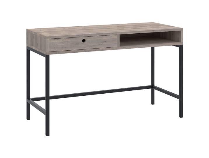 Schreibtisch Holz Werk eiche hell, schwarz Eiche massiv, Metall B 120 T 50 cm - Schreibtisch