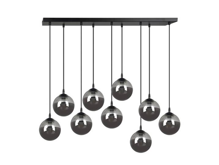 Suspension de style vintage avec 9 sphères de verre gris