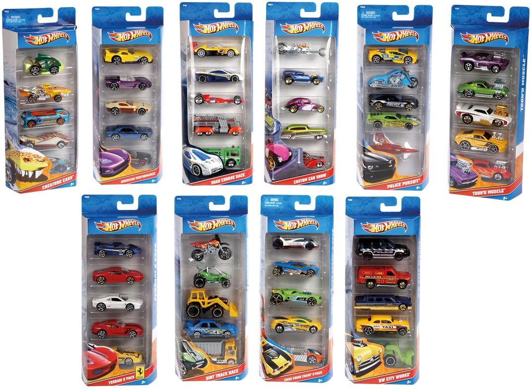 Hot Wheels Pack 5 vehículos Coches de juguete .