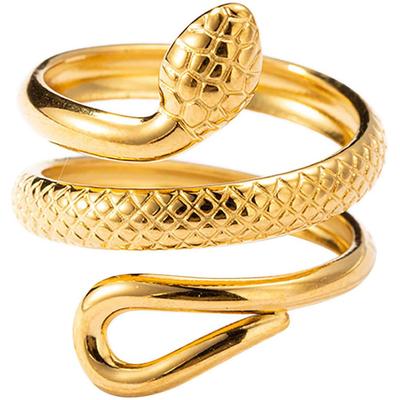Fingerring FIRETTI "Schmuck Geschenk Damenring Schlange", gold (gelbgoldfarben), Fingerringe, Damen, 7 g, Edelstahl, Fingerring, Made in Germany