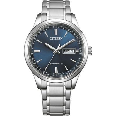 Automatikuhr CITIZEN "NY4058-79XC", silber (silberfarben, dunkelblau, dunkelblau), Armbanduhren, Herren, silberfarben, Automatikuhr, Armbanduhr, Herrenuhr, Mechanische Uhr, Edelstahlarmband, analog, Tag