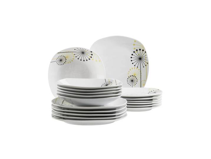 Mäser Tafelservice, Weiß, Keramik, 18-teilig, Floral, Essen & Trinken, Geschirr, Geschirr-Sets, Tafelservice