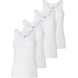 SCHIESSER Damen Tops, 4er Pack - 4Pack Trägertops, Unterhemd, Stretch Cotton, uni Weiß / L