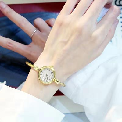 Quick Pick Pro Aurelia Gold Bangle Watch For Women Retro Quartz Bracelet Watch With Stainless Steel Chain roma Gold white