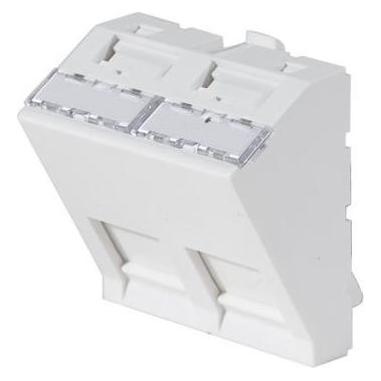 Générique Wall plate with 30° angle for 2 x RJ45 outlets- 45 x 45 mm (911711)