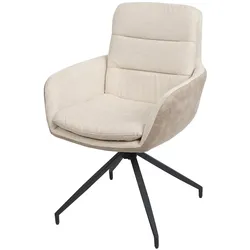 Décoshop26 - Esszimmerstuhl x1 verstellbar drehbar automatische Positionierung cremefarbener Stoff 04_0006335 04_0006335