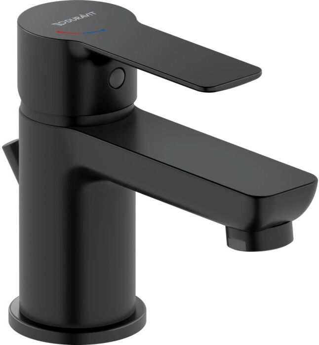 Duravit D-Code Waschtischarmatur S DC1013001046 FreshStart, MinusFlow, mit Zugstange, Schwarz Matt