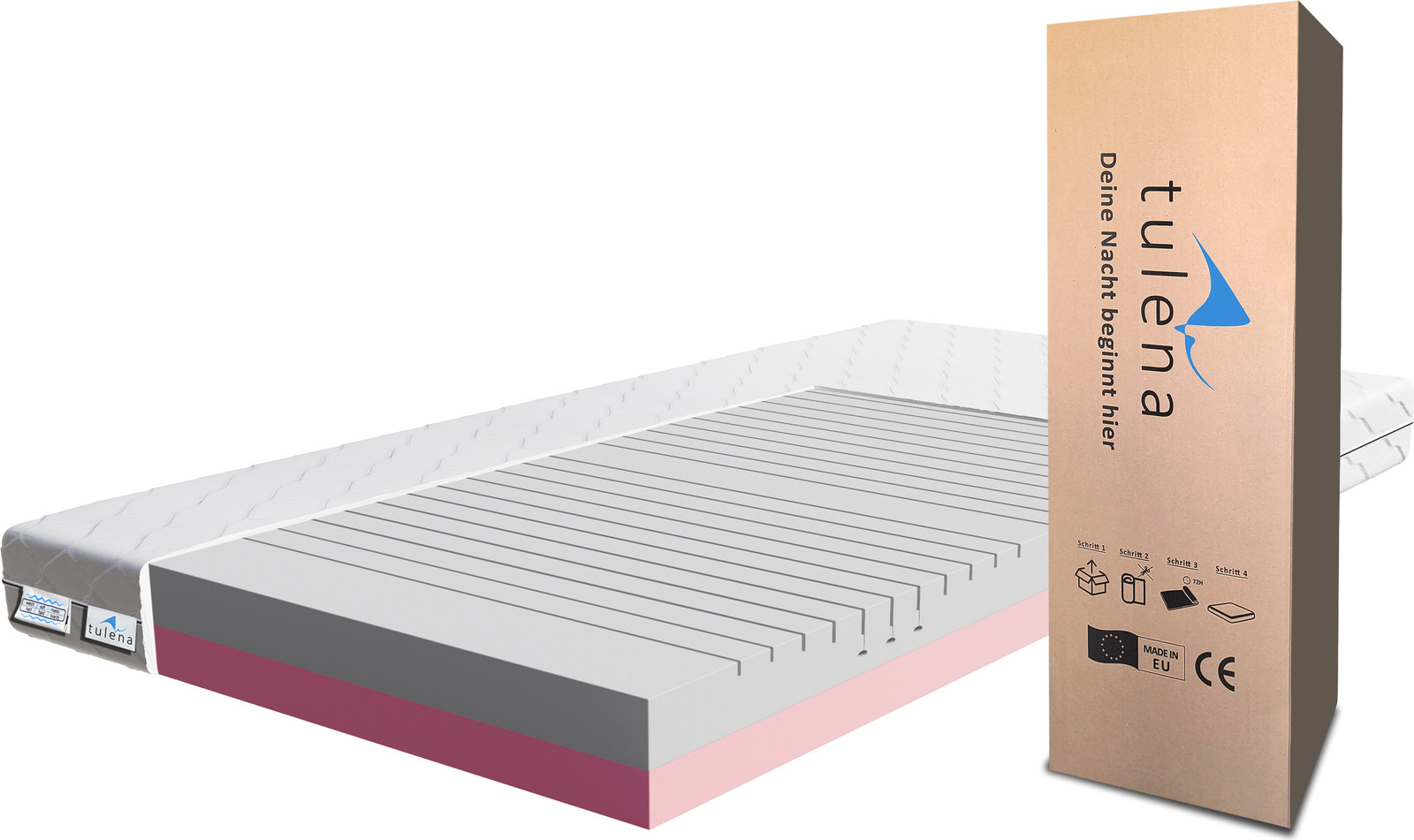 TULENA Matras met comfortschuim, dubbelzijdig, medium-hard/hard, H4/H5, 200 x 200 cm