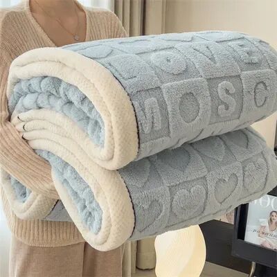 Shop Station Love Heart Coral Fleece Throw Blanket Super Soft Heart Throw Blanket For Bed, Sofa & Couch blue 39.37 59.06 In