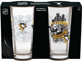 Evergreen Pittsburgh Penguins 16 oz Pint Glasses, Set of 2 - 16 oz