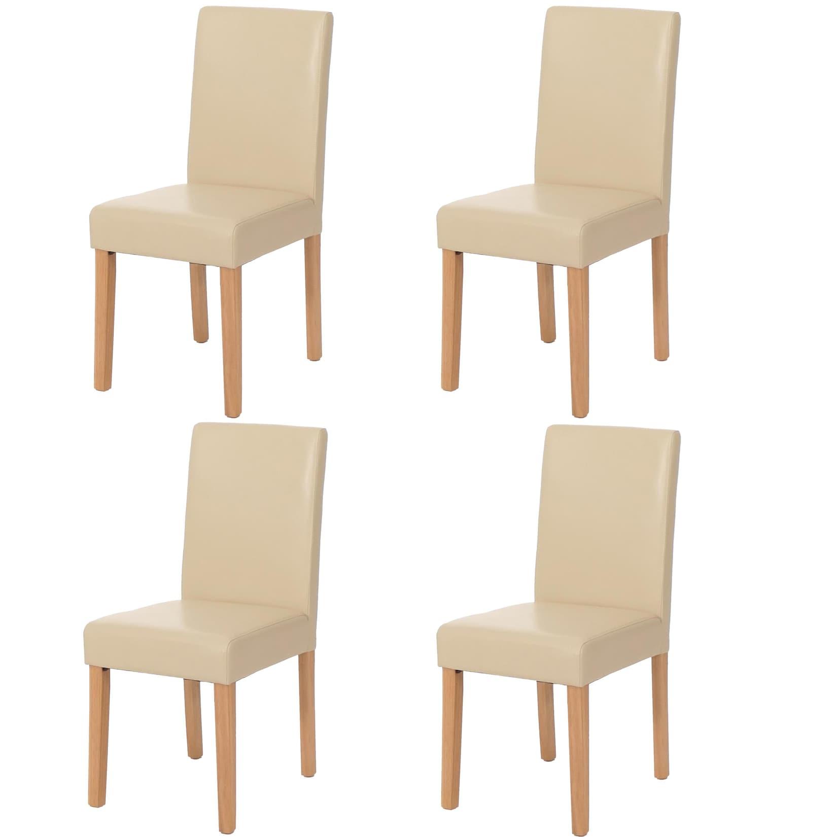 4er-Set Esszimmerstuhl Stuhl Küchenstuhl Littau ~ Leder, creme helle Beine