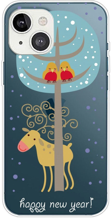 INCOVER iPhone 13 Plastik Jule Cover - Gennemsigtig - Happy New Year