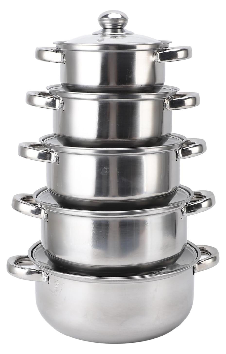 Dripio 5-delige stapelbare RVS-pannenset, 16–24 cm