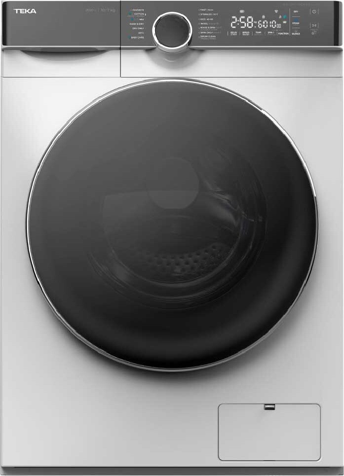 Teka WDK 81050 WH, Frontlader, Freistehend, Weiß, Links, Schwarz, Tasten, Drehregler