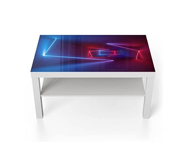 DEQORI Glastisch weiß groß 90x50 cm Motiv Ultraviolette Raumteiler ausgefallener Beistelltisch aus Glas Hochglanz Couchtisch fürs Wohnzimmer moderner Couch Tisch mit Design