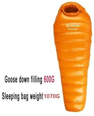 Uplifted Goods Winter Goose Down Mummy Sleeping Bag For Camping And Outdoor Trips orange 600g