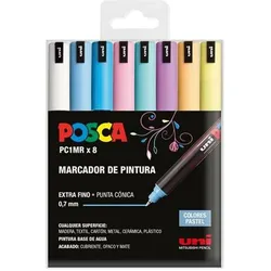 Posca, Malstifte, Acryl-Farbstift PC-1MR/8C Kuchen 0,7 mm 8 Stücke (8x)