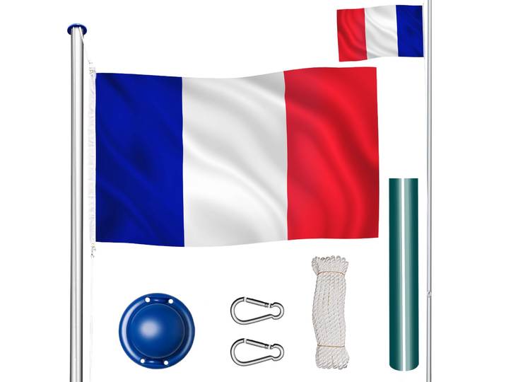 Mât de drapeau en aluminium à hauteur réglable - France