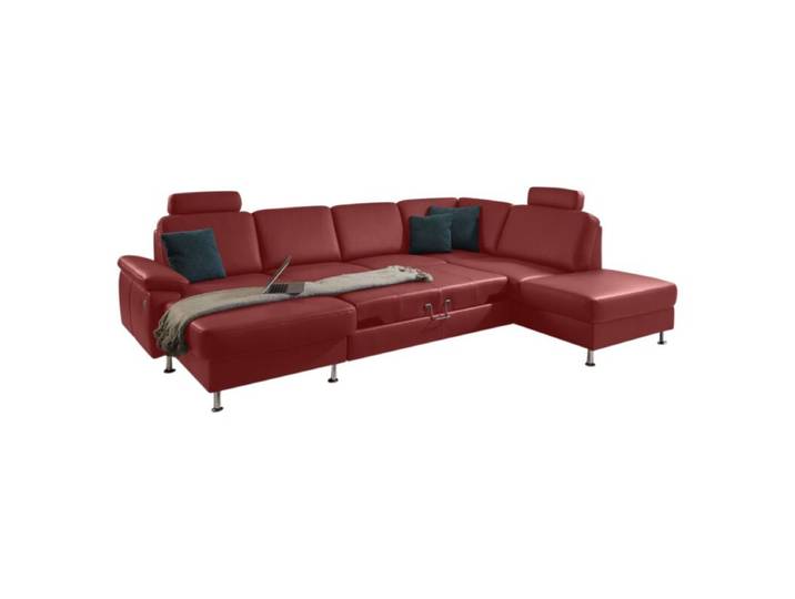 Couchliebe Prato Wohnlandschaft - Echtleder Torro rosso - Schlaffunktion - inkl. Kopfstütze - Nein Schlaffunktion Modern, Zeitlos