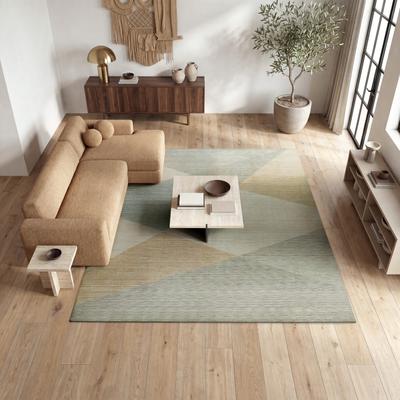 KALATY Rosemont Beige and Grey Geometric Wool Area Rug
