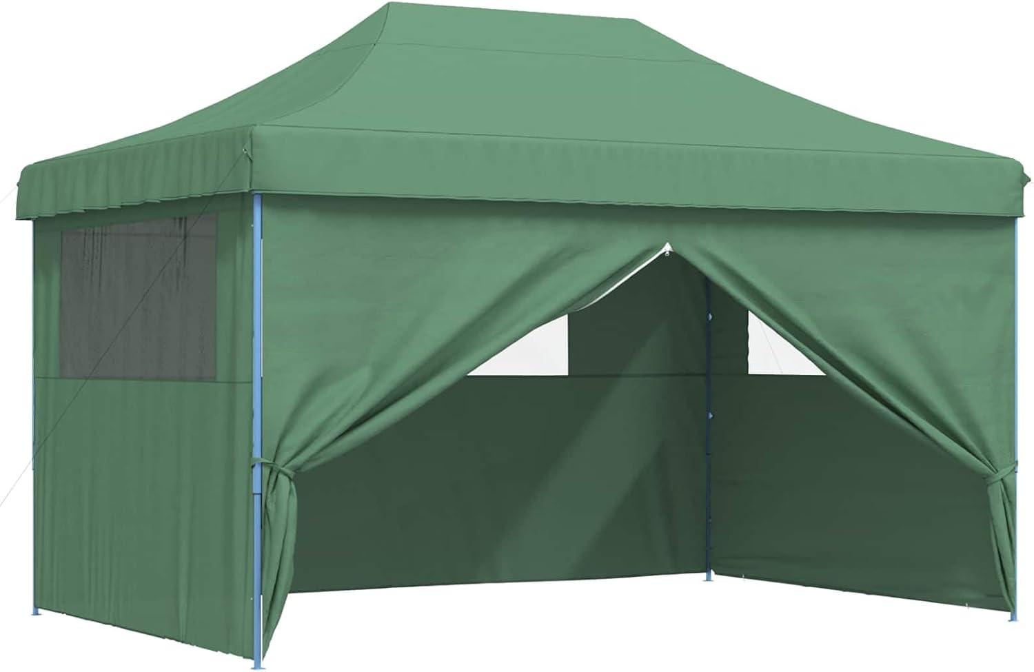 Grünes Pop-up-Zelt, 292 x 440 x 315 cm, aus Oxford-Gewebe, faltbar mit Rolltasche, Stahlrahmen mit dreistufiger Höhenverstellung, Gartenkasten