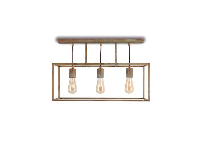 Plafondlamp Cubic³, dimbaar, brons / oud-messing, Woon-/ Eetkamer, Messing, plafondlamp