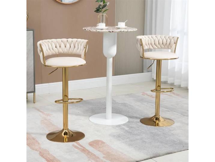 Tabourets de bar - DREAMMESPACE - Réglables - Beige - Lot de 2 - Design contemporain