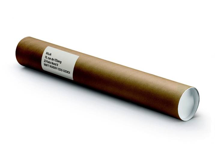 RAJA Tube d'expédition rond en carton spiralé brun avec capuchons blancs - Diam.int.4 x L.31 cm - Lot de 50