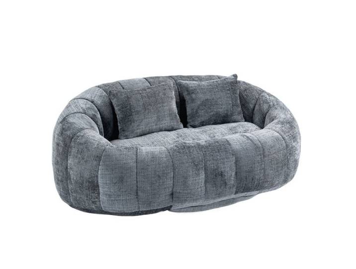 Fauteuil pouf chenille gris dossier haut intérieur extérieur