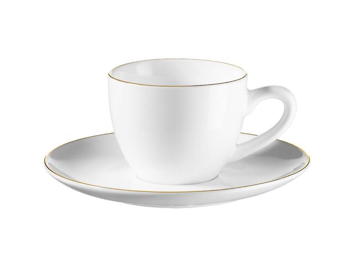 Esspressoservice 8-teilig weiss / gold - Material: Porzellan - Geschirr-Set