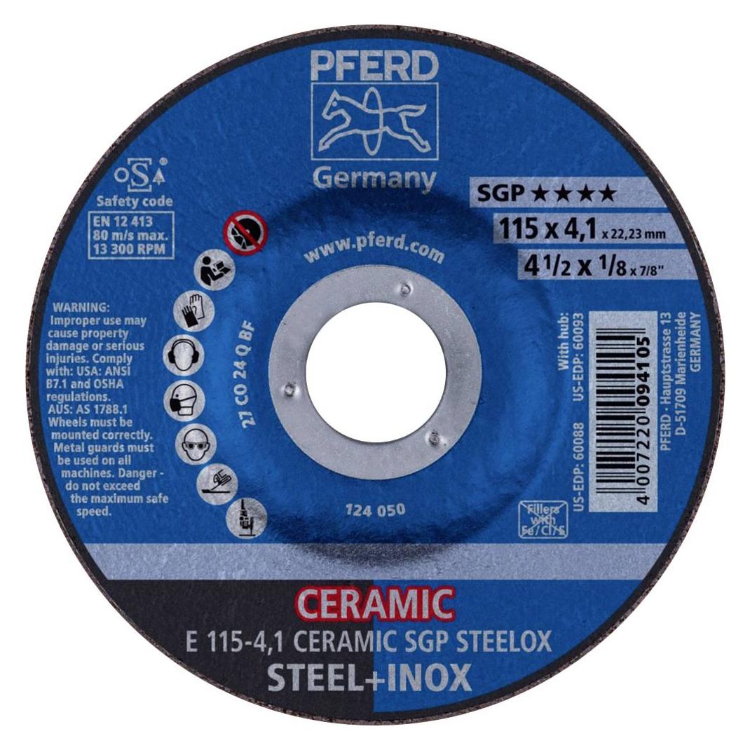 Pferd Schruppscheibe E 115x4,1x22,23 mm CERAMIC Leistungslinie SG STEELOX für Stahl/Edelstahl (E 115-4,1 CERAMIC SGP STEELOX)