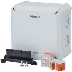 f-tronic 7340229 FR-Abzweigkasten 110x110x67mm, Klemmen 4qmm, Halter, Hutsch., IP66, PS, grau, NFK11gr-K4 NFK11grK4