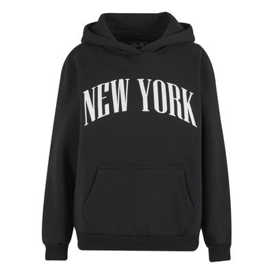 Kapuzensweatshirt MISS TEE "Miss Tee New York Ladies Fluffy Hoody", Damen, Gr. M, schwarz, 70% Baumwolle, 30% Polyester, bedruckt, Rundhals, Sweatshirts