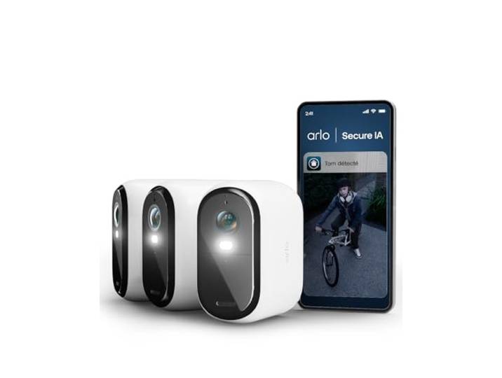 Arlo Essential 3\, Caméra de Surveillance WiFi\, Vidéo 2K\, 3 Caméras