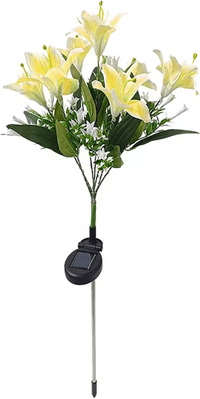 Inspire Curations Solar Lily Flower Garden Light IP65 Waterproof LED Landscape Decor 7head Y warm White