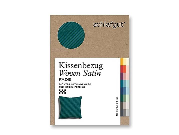 schlafgut Woven Fade Satin Kissenbezug 40x40 cm gestreift, Petrol Fade