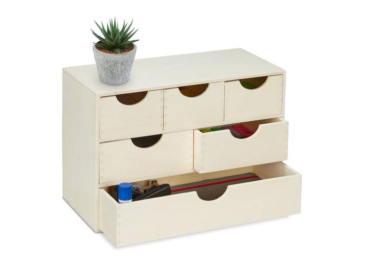 Schubladenbox Holz Creme