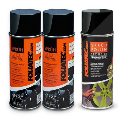Foliatec 2x 400 ml Sprühfolie schwarz glänzend+400 ml Versiegler glänzend [Hersteller-Nr. 40984985]