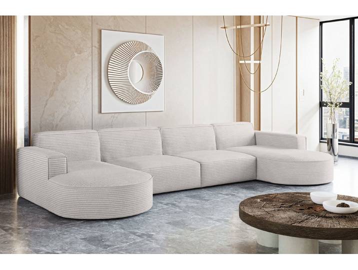 Kaiser Möbel Ecksofa Designer MODENA U XL stoff Dicker cord Poso, Viele Farben, praktisch und komfortabel