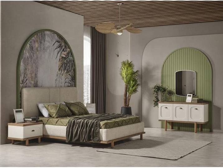 JVmoebel Schlafzimmer-Set Vollständig ausgestattetes Schlafzimmer-Set in zeitlosem Design, (4-tlg., Bett + 2x Nachttische + Kommode), Made in Europa