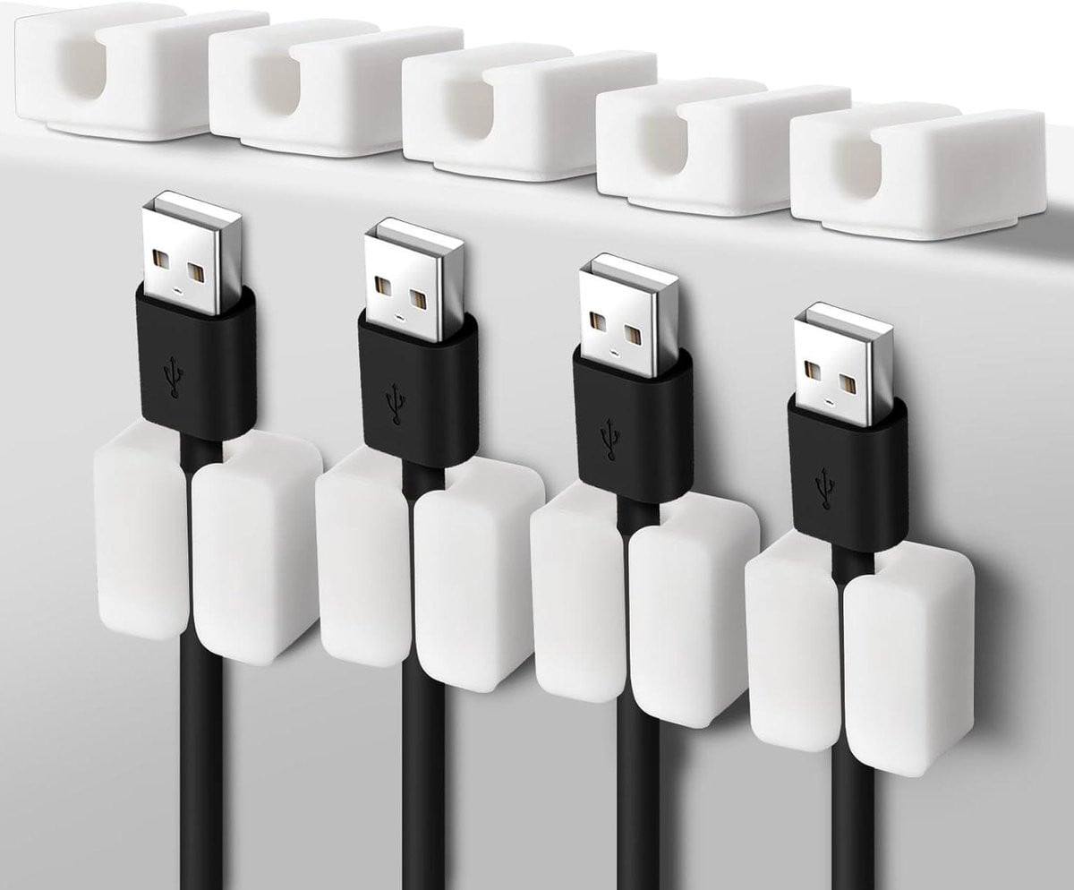 10 stuks zelfklevende siliconen kabelhouders voor kabelorganisatie - wit