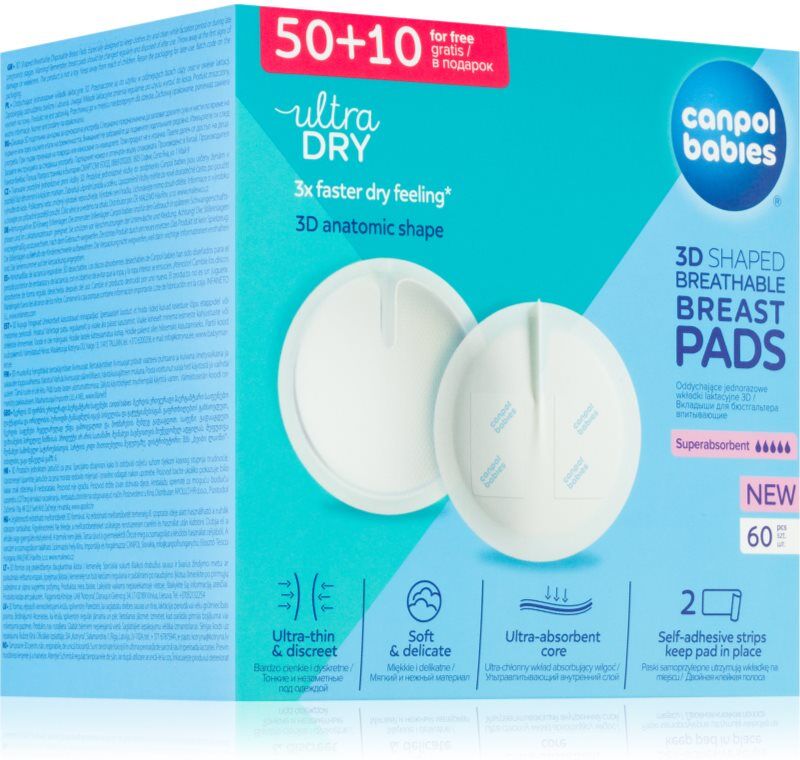 Canpol babies Breast Pads Standard 50+10 Ks coussinets d’allaitement jetables 60 pcs