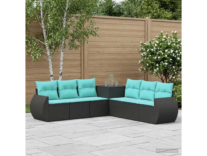 vidaXL Sofa Set 7 stk. Schwarz und Blau 243 x 243 x 85 cm