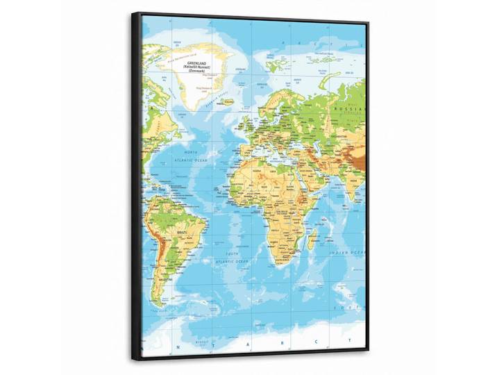 MuchoWow Leinwand Bilder mit Rahmen - Weltkarte - Statistisch - Blau - Erde - Bildung - 70x100, Rechteckig, 70x100 cm, gerahmt, Bilder & Rahmen, Bilder, Leinwandbilder