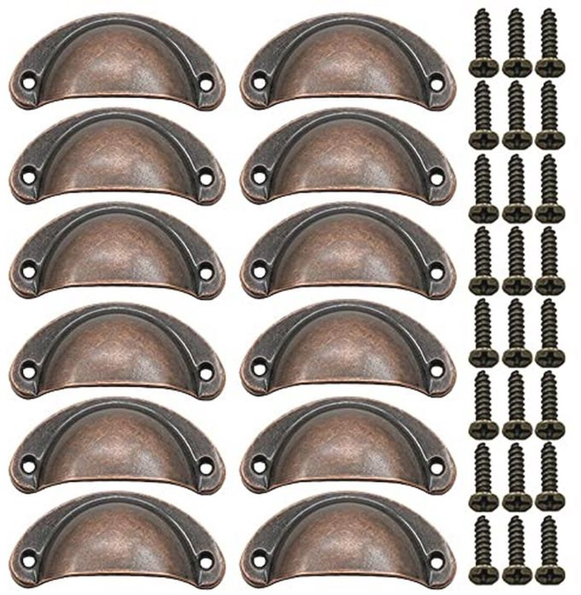 Vintage Halve Maan Trekgrepen - 12 Stuks Antiek Bronzen Meubelknoppen voor Kasten en Laden