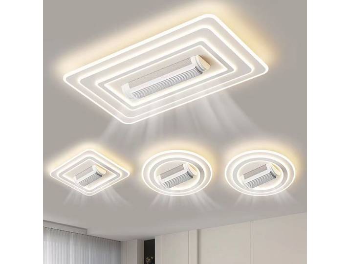 Ventilateur de plafond rond carré lumières LED Invisible sans lame ventilateur de plafond lustre pour salon chambre lampes d'intérieur